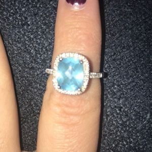 Blue Topaz and diamond ring